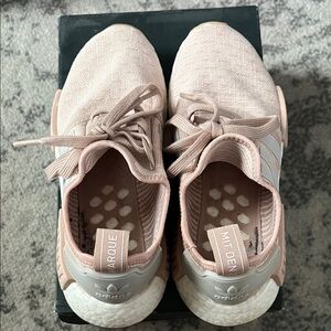 Adidas Women's Light Pink and White Sneakers
